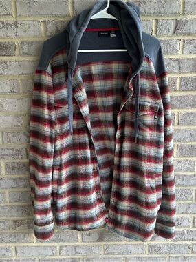 Marmot Heavyweight Hooded Flannel Shacket Fleece Lined Plaid Jacket L